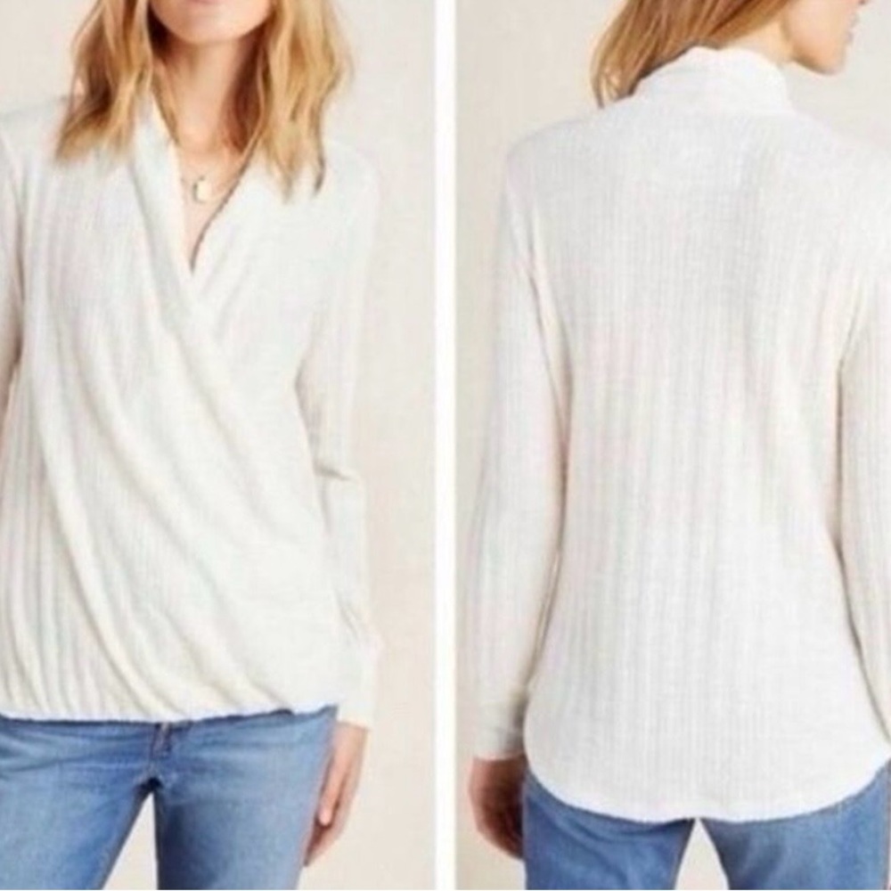 Anthropologie Mauve Rafaella Hacci Faux Wrap Surplice Sweater Size Small